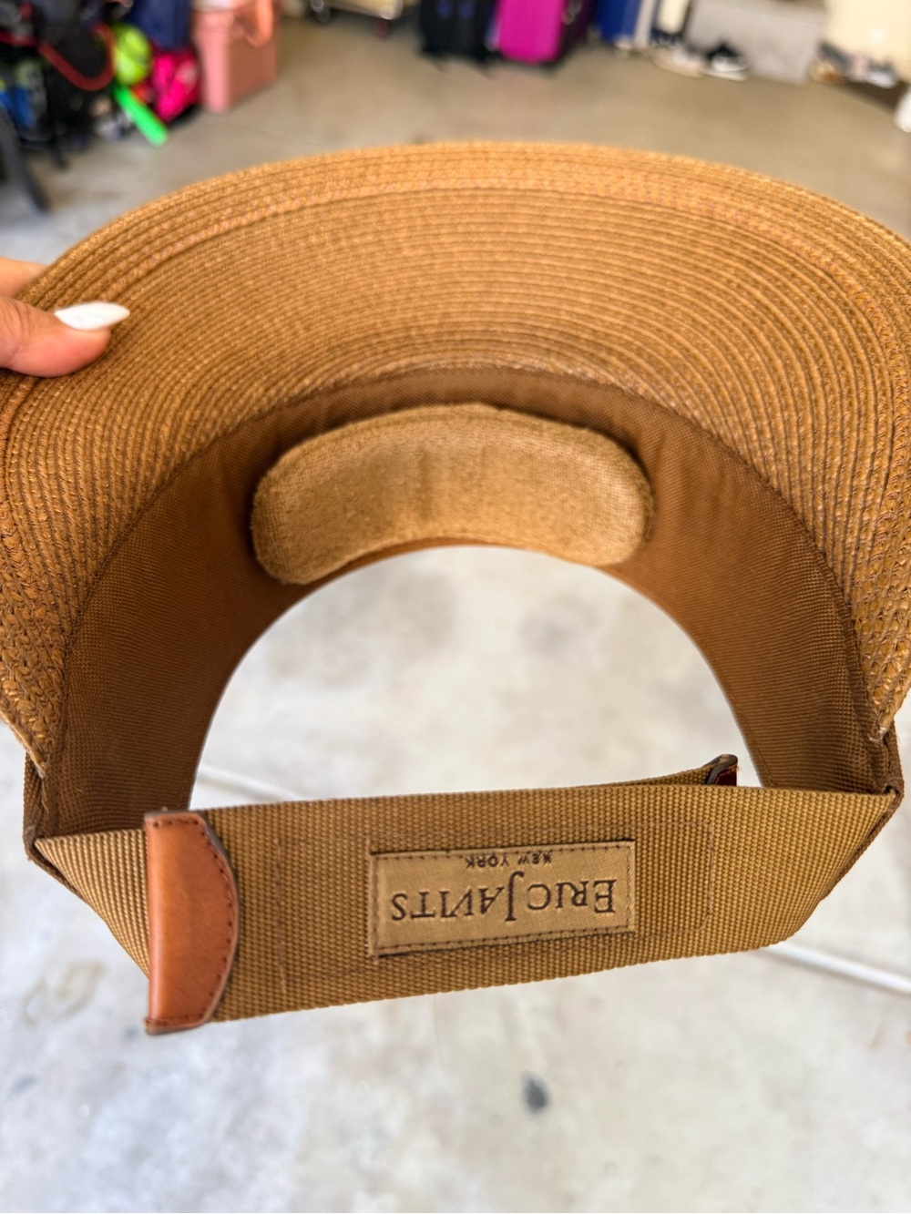 Eric Javits Wide Brim Straw Visor Sun Hat - Brown - Picture 10 of 11